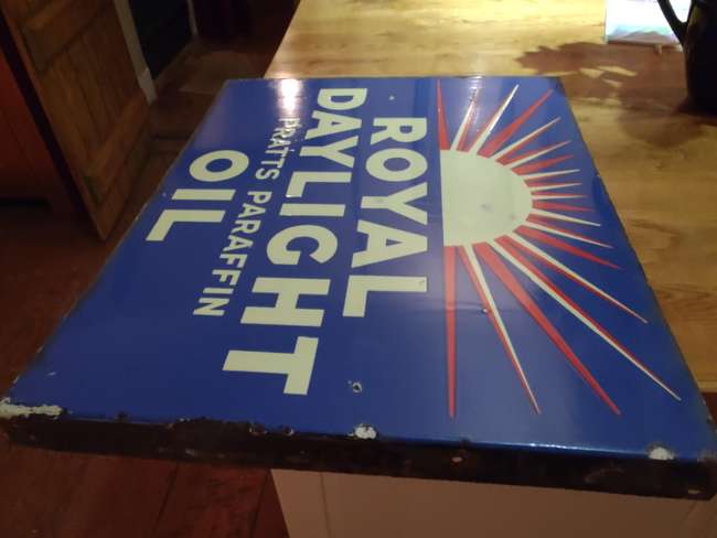Pratts 'Royal Daylight Paraffin Oil' Enamelled Sign-Sold