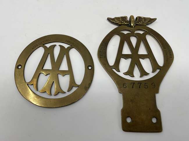 A Fine Pair of Automobile Association Brass Badges-Sold