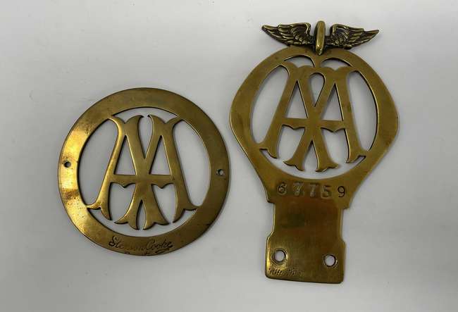 A Fine Pair of Automobile Association Brass Badges-Sold