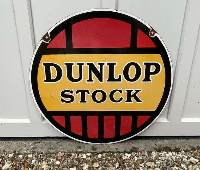 ''Dunlop'' Stock Enamel Sign-Sold
