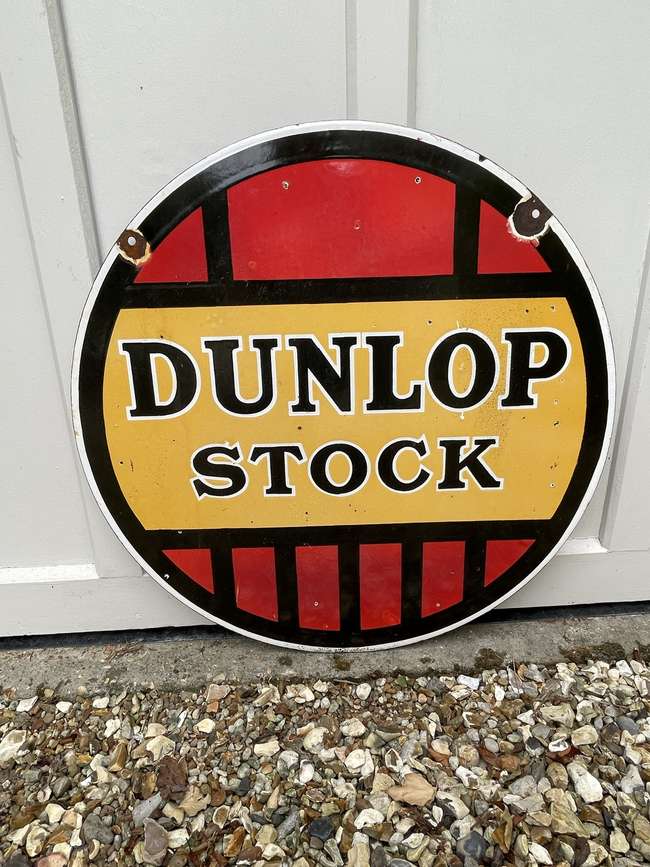 ''Dunlop'' Stock Enamel Sign-Sold