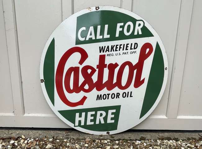 ''Castrol'' Style Enamel Advertising Sign-Sold