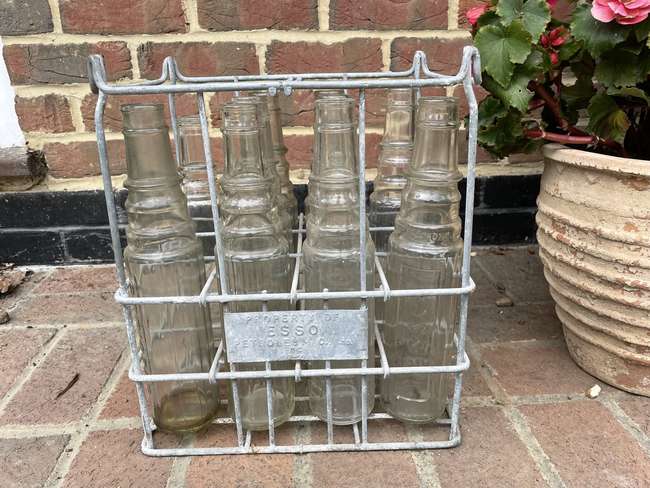 Selection of Esso Oil Bottles and Period Correct Crate -Auction Lot