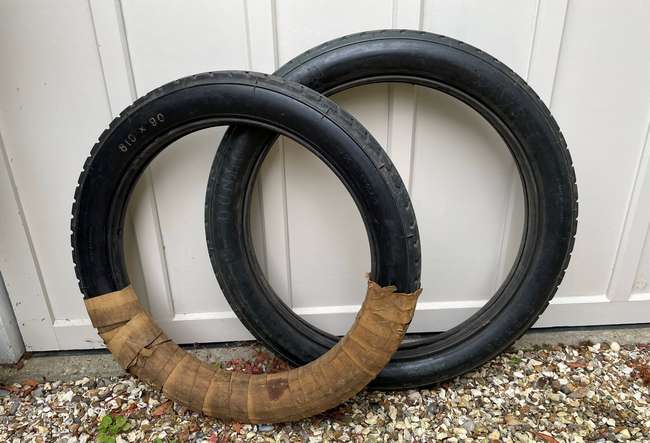 Two Vintage Dunlop Cord Road Tyres-Sold