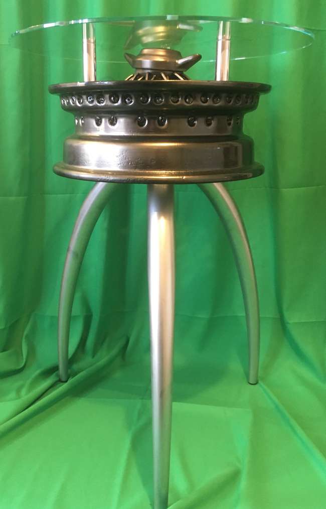 Jaguar E-Type Wire Wheel Glass Topped Table-Sold