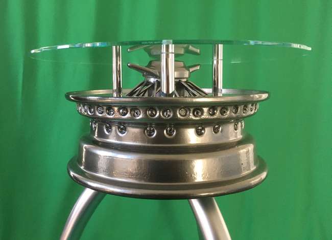 Jaguar E-Type Wire Wheel Glass Topped Table-Sold