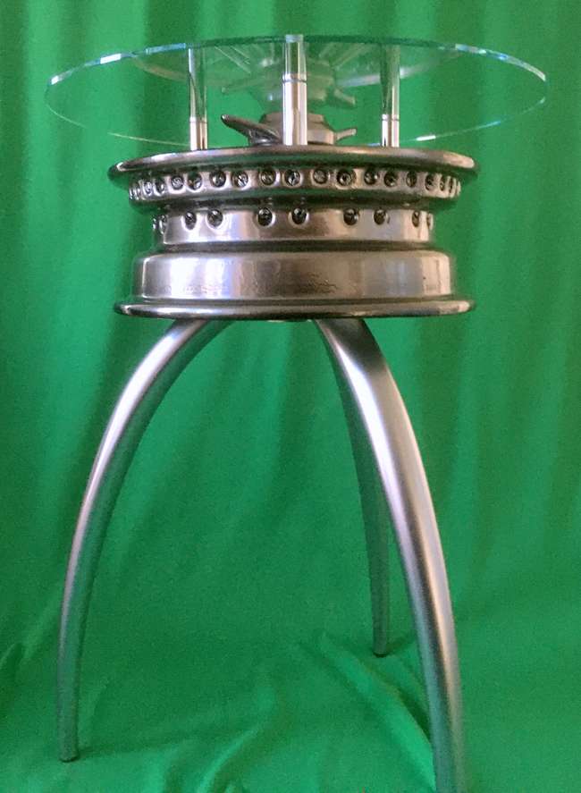 Jaguar E-Type Wire Wheel Glass Topped Table-Sold
