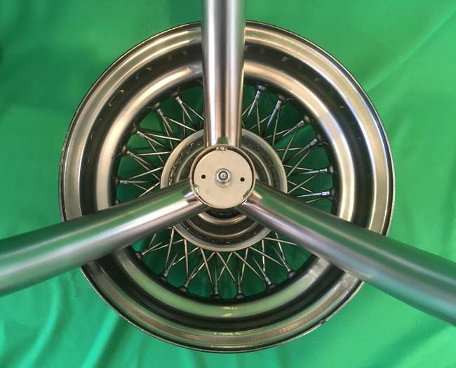 Jaguar E-Type Wire Wheel Glass Topped Table-Sold