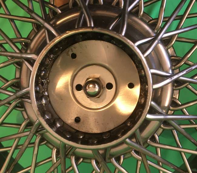 Jaguar E-Type Wire Wheel Glass Topped Table-Sold