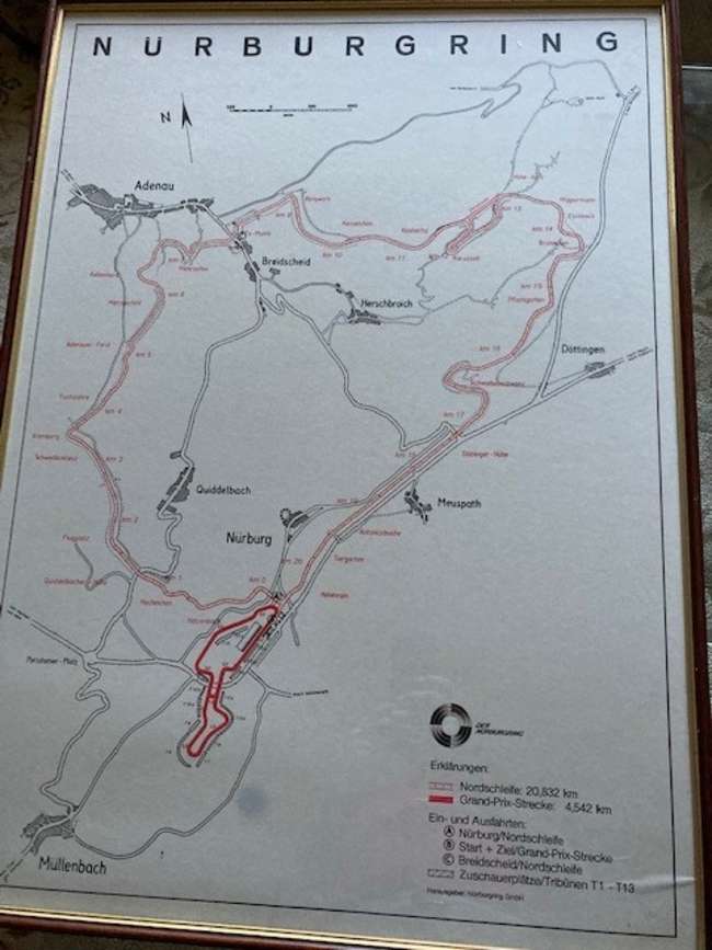 Historic Map of the Nurburgring-Nordschleife Circuit-Sold