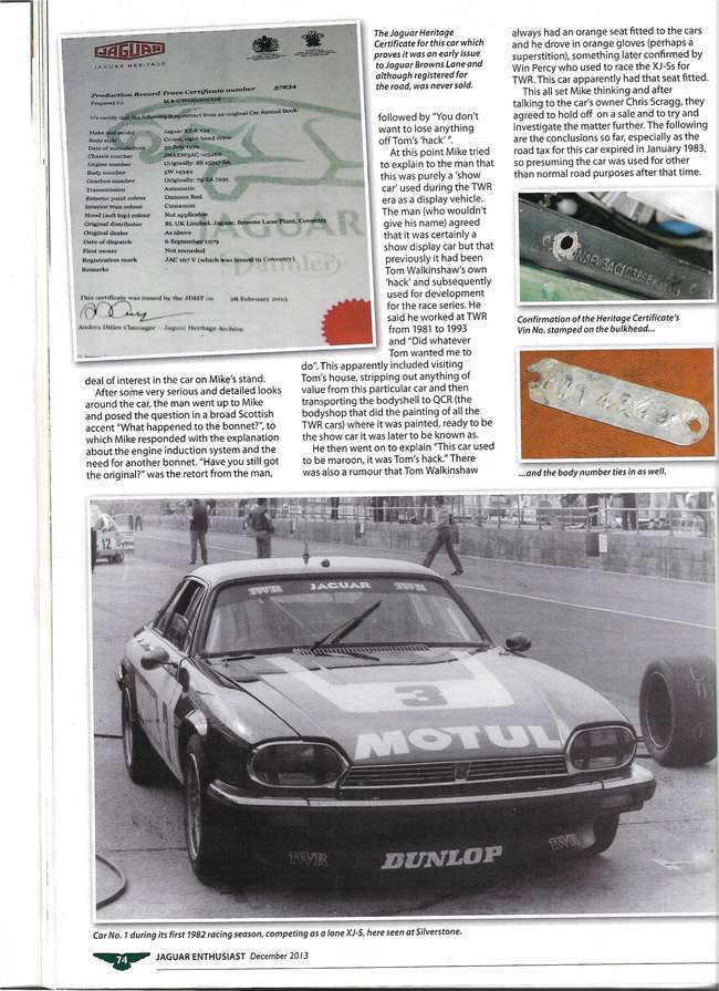 1982 Jaguar TWR XJS FIA Touring Car to 'Group A' specificati-Auction Lot