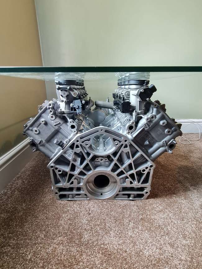 BMW M3 V8 Glass-Topped Table-Auction Lot