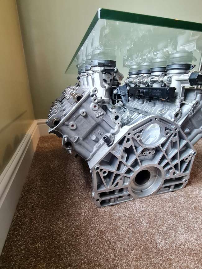 BMW M3 V8 Glass-Topped Table-Auction Lot