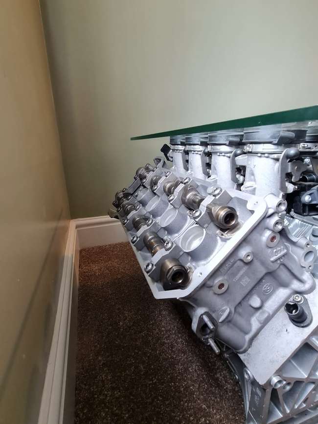 BMW M3 V8 Glass-Topped Table-Auction Lot