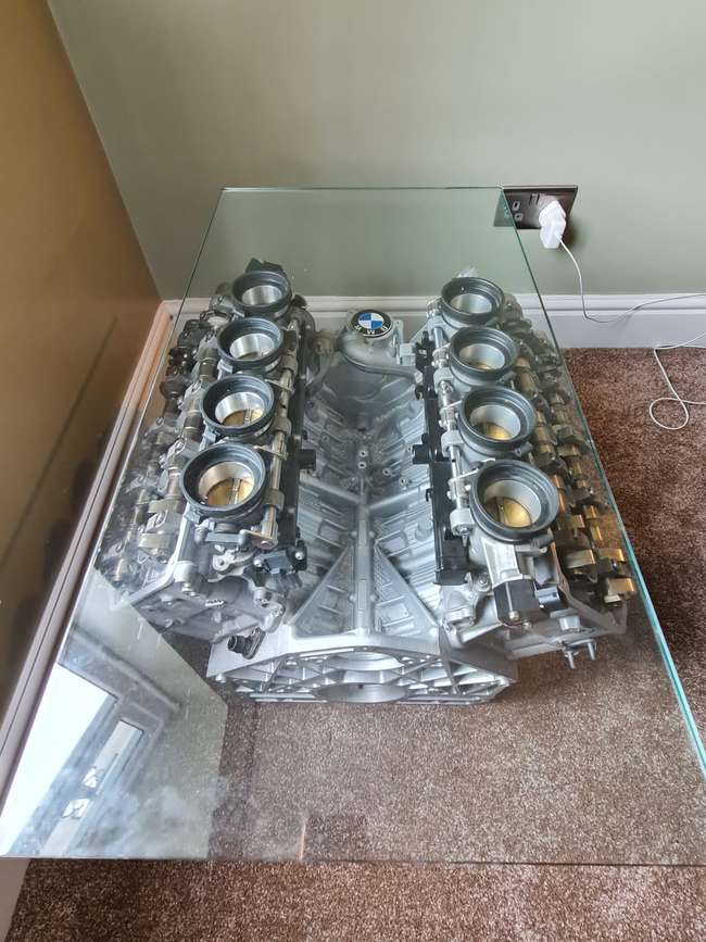 BMW M3 V8 Glass-Topped Table-Auction Lot