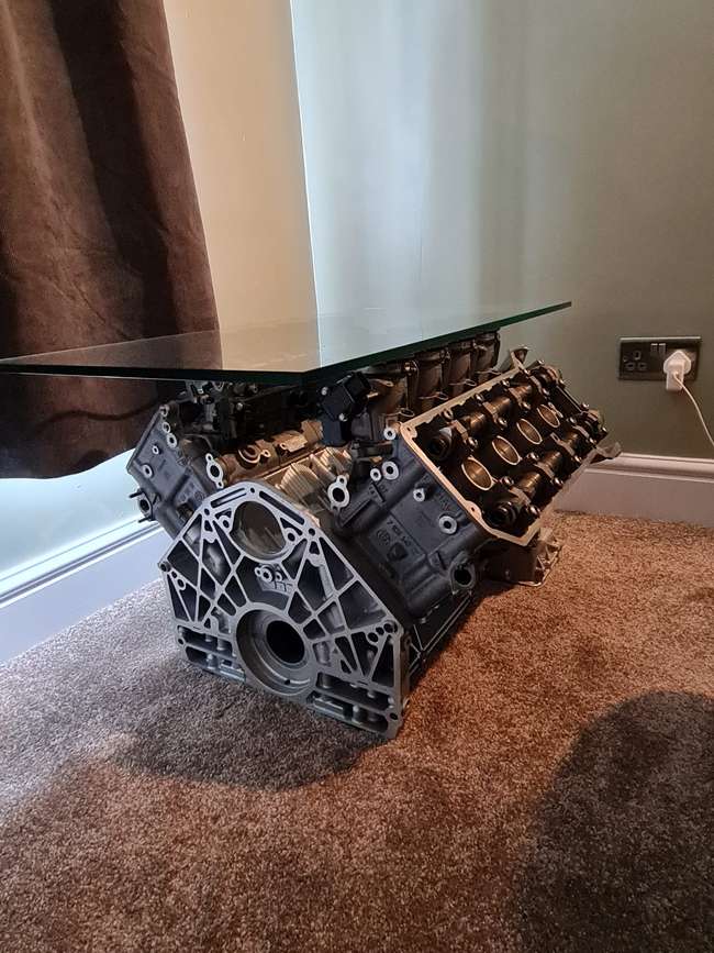 BMW M3 V8 Glass-Topped Table-Auction Lot
