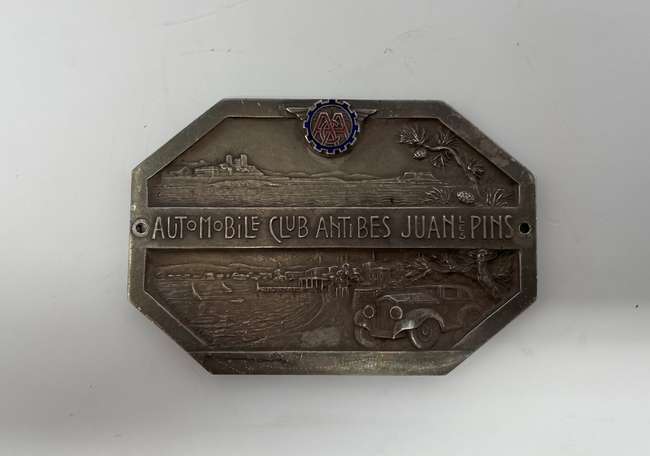 Automobile Club Antibes Juan Les Pins Dashboard Plaque c1930-Sold