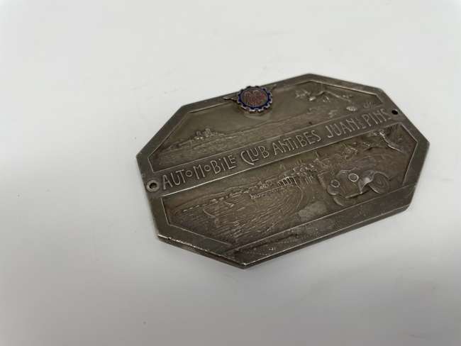 Automobile Club Antibes Juan Les Pins Dashboard Plaque c1930-Sold