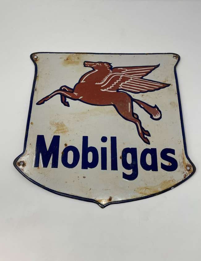 ''Mobilgas'' Enamel Advertising Sign c1940s-1950s-Sold