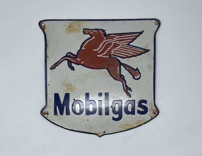 ''Mobilgas'' Enamel Advertising Sign c1940s-1950s-Sold