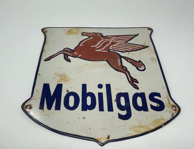 ''Mobilgas'' Enamel Advertising Sign c1940s-1950s-Sold