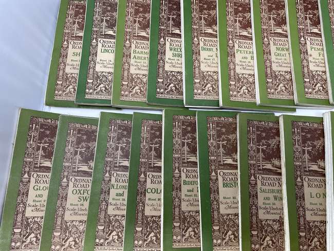 A Cased Set of Ordnance Survey Road Maps c1920s-Sold