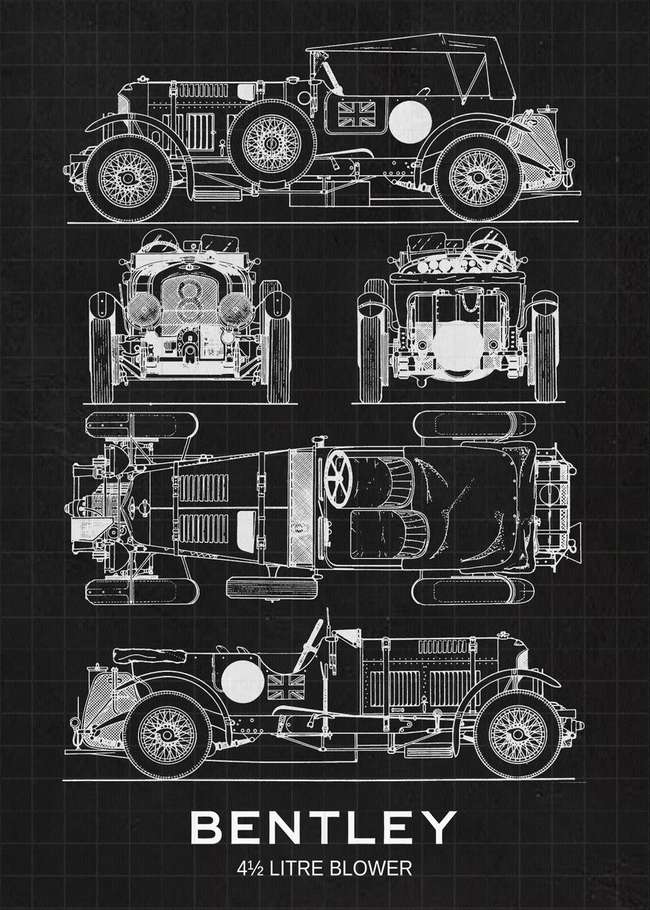 A Rare Metal Wall Poster Featuring 4½-Litre Bentley Blower-Sold