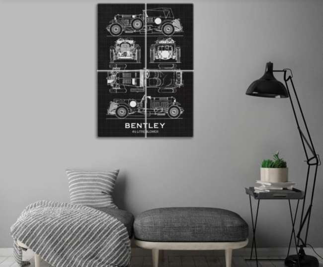 A Rare Metal Wall Poster Featuring 4½-Litre Bentley Blower-Sold