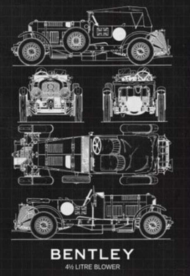 A Rare Metal Wall Poster Featuring 4½-Litre Bentley Blower-Sold