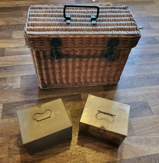 A Superb Vintage Wicker Automotive Picnic Case -Sold