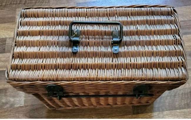 A Superb Vintage Wicker Automotive Picnic Case -Sold
