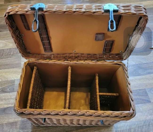 A Superb Vintage Wicker Automotive Picnic Case -Sold