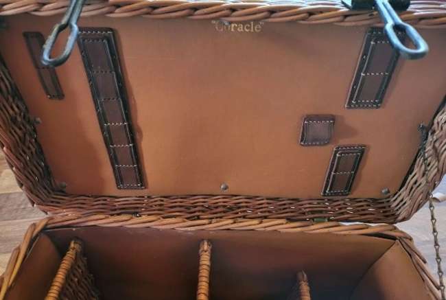 A Superb Vintage Wicker Automotive Picnic Case -Sold