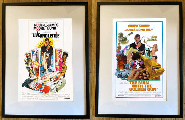 Framed Posters of 'Live and Let Die' and 'The Man With The G-Sold