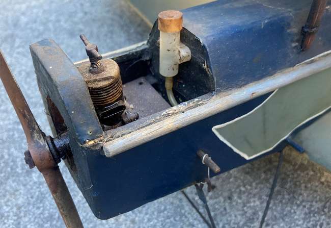 Early Scale Model of WWI Biplane with Canvas Wings and Combu-Auction Lot