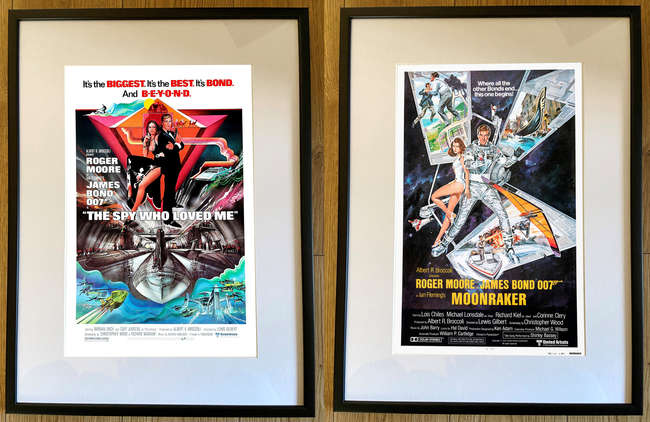 Framed Posters of 'The Spy Who Loved Me' and 'Moonraker'*-Sold