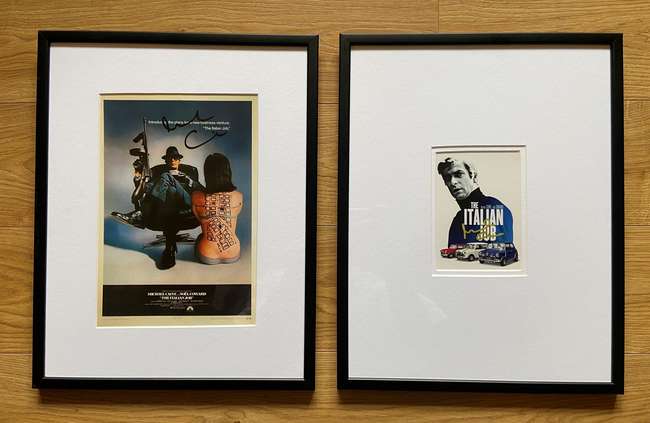 A pair of framed 'The Italian Job' photographs signed by Sir-Auction Lot