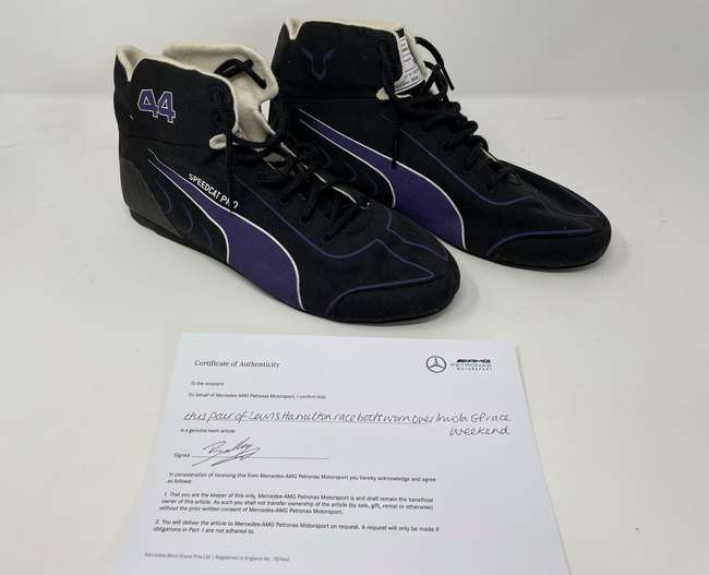 Charity Lot: Lewis Hamilton's Race Boots worn at the Imola 2-Sold