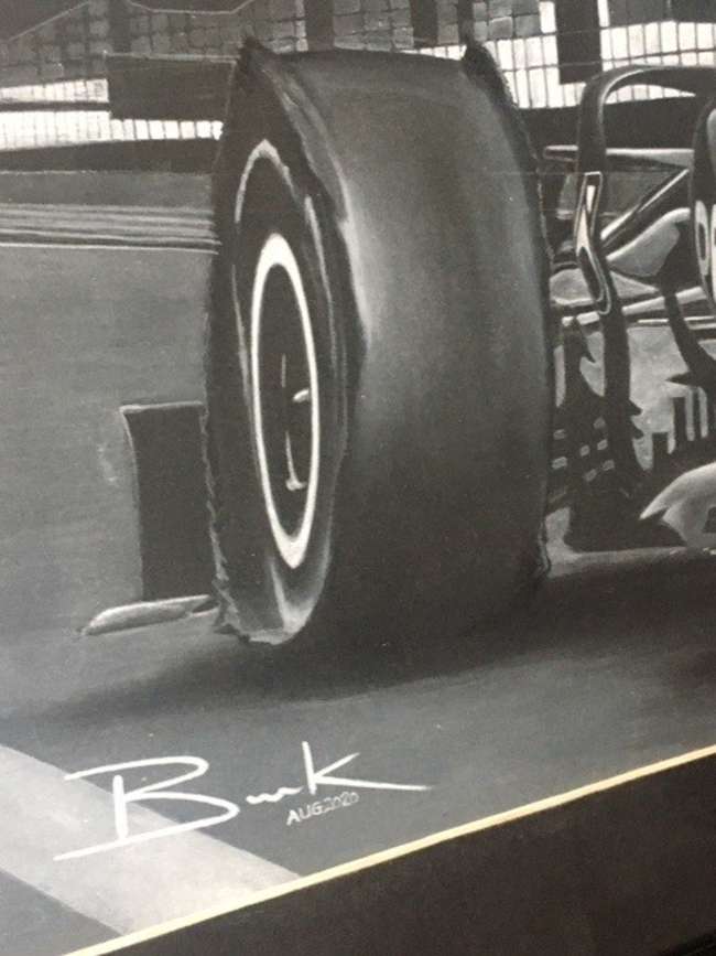 'Lewis Hamilton on the Home Straight' Original Artwork by Da-Sold