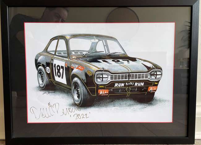 David Brodie-signed 'Run Baby Run' Escort RS Mk 1 Print-Sold