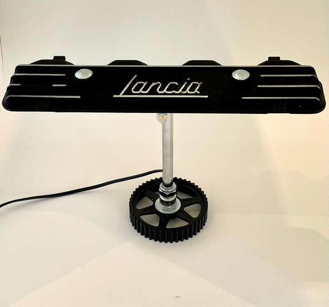 Lancia Beta Camcover Desk Lamp utilising a Cam Pulley as the-Sold