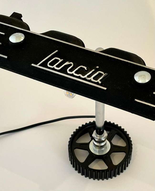 Lancia Beta Camcover Desk Lamp utilising a Cam Pulley as the-Sold
