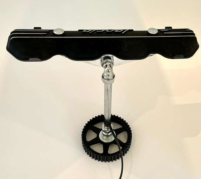 Lancia Beta Camcover Desk Lamp utilising a Cam Pulley as the-Sold
