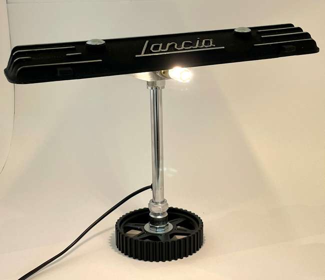 Lancia Beta Camcover Desk Lamp utilising a Cam Pulley as the-Sold