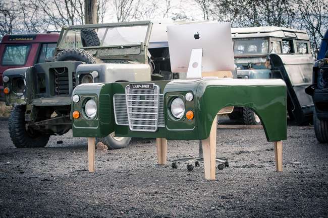 1978 Land Rover Desk in Bronze Green with Tan Leather Desk S-Auction Lot