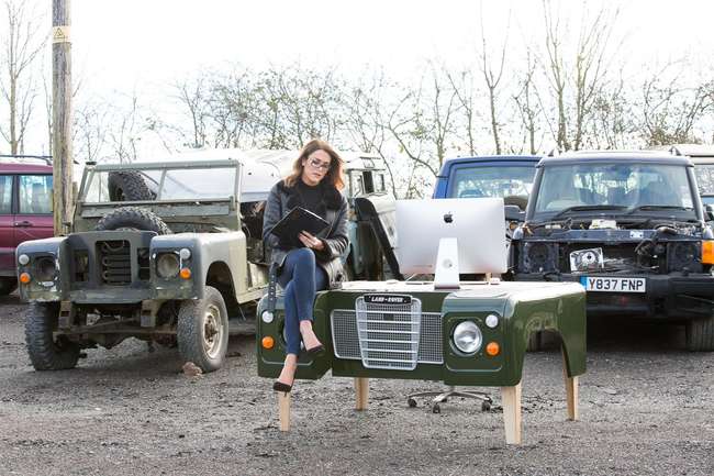 1978 Land Rover Desk in Bronze Green with Tan Leather Desk S-Auction Lot