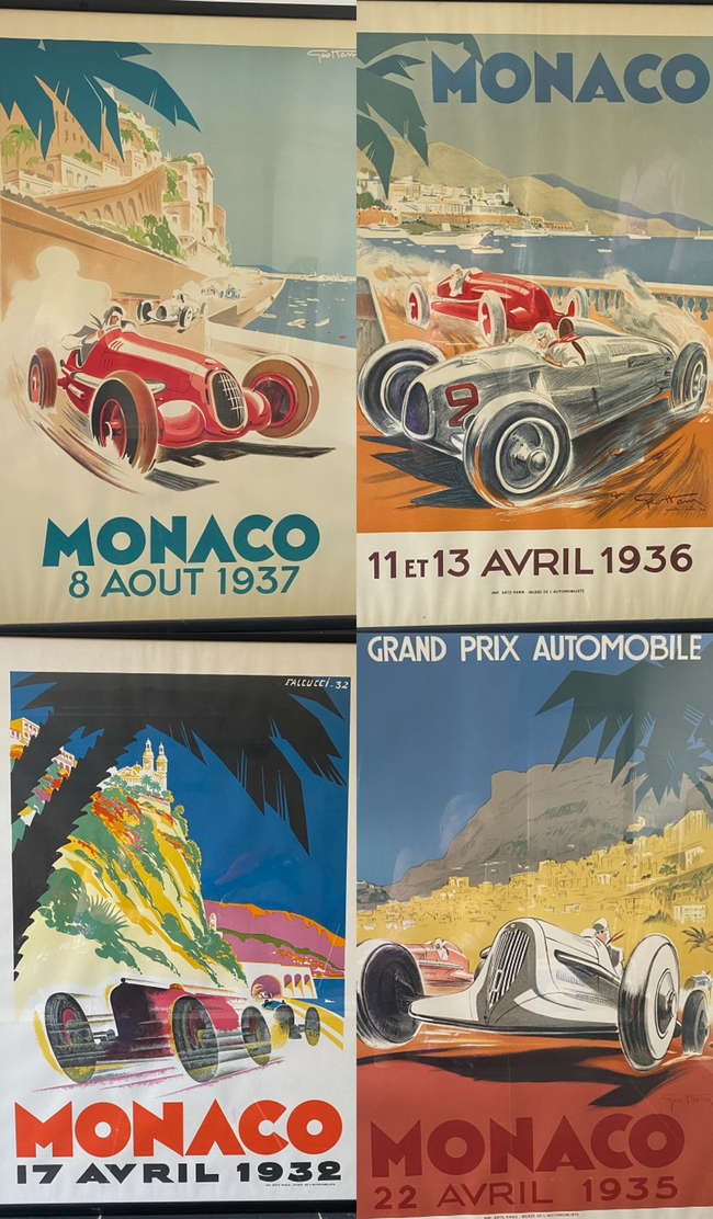 Four 1930s Monaco Grand Prix Reproduction Posters -Sold