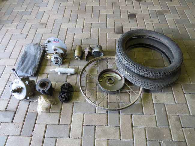 Assorted Motorcycle Parts including c.1953 BSA Winged Wheel -Sold