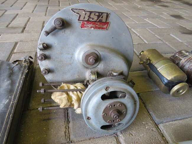 Assorted Motorcycle Parts including c.1953 BSA Winged Wheel -Sold