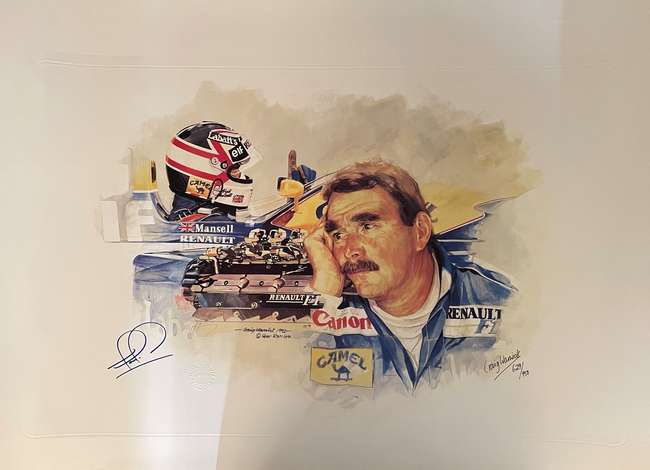 Craig Warwick Watercolour Lithographic Print Nigel Mansell S-Auction Lot